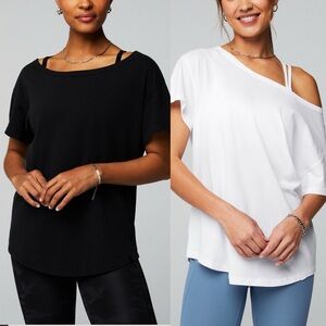Fabletics set of two, size XXL-1X black and white cotton oversized tees